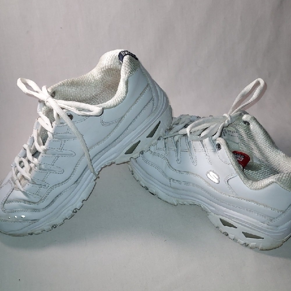 Skechers Sport Women White Sneakers Size 9 Tie Sneakers